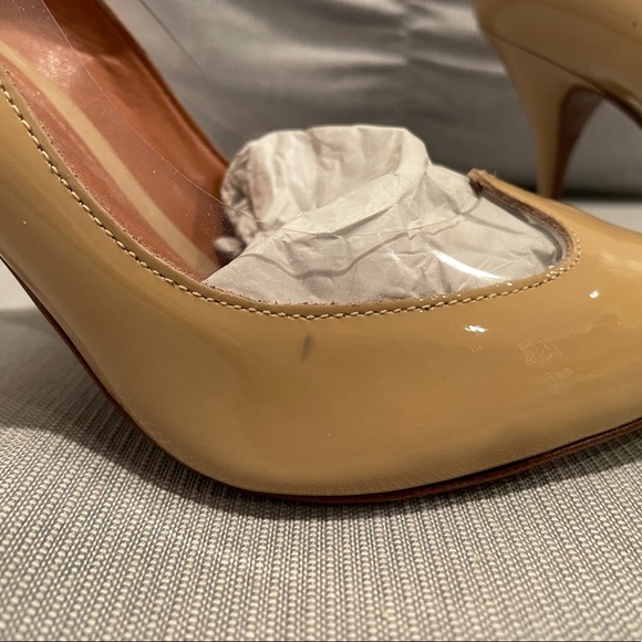 NEW Schutz Tan Patent Clear Scalloped Border Pointed High Heels 6 - Picture 6 of 16